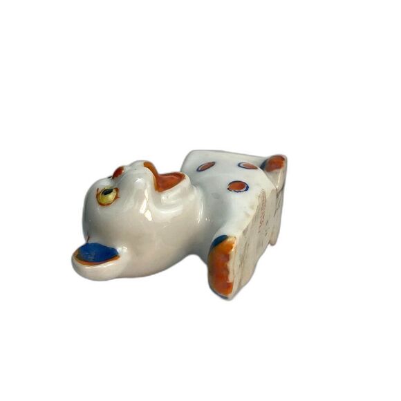 Antique Japan Bonzo Dog Porcelain Lusterware 1920's 'Butt Up'  Toothpick Vase - Picture 9 of 12